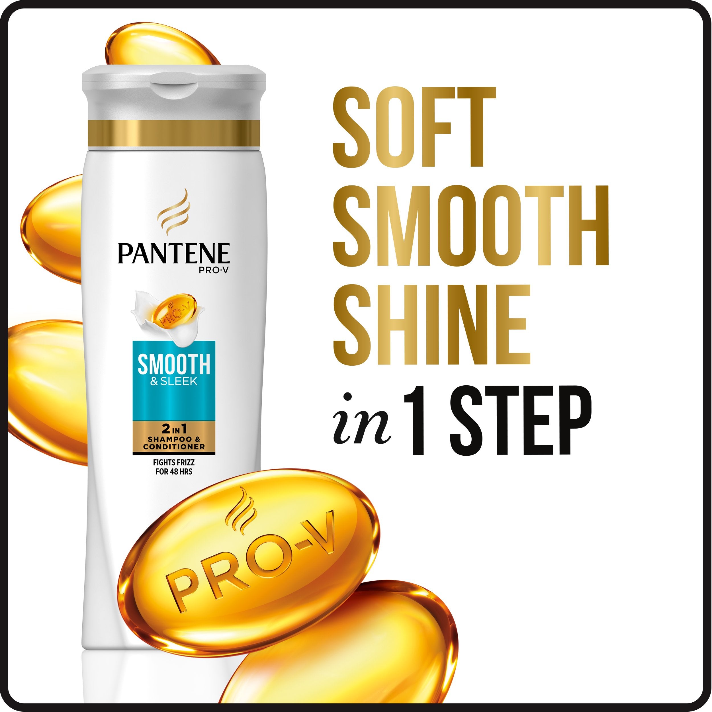 Pantene Pro-V Smooth & Sleek 2 en 1 – cheveux plus forts et résistants.