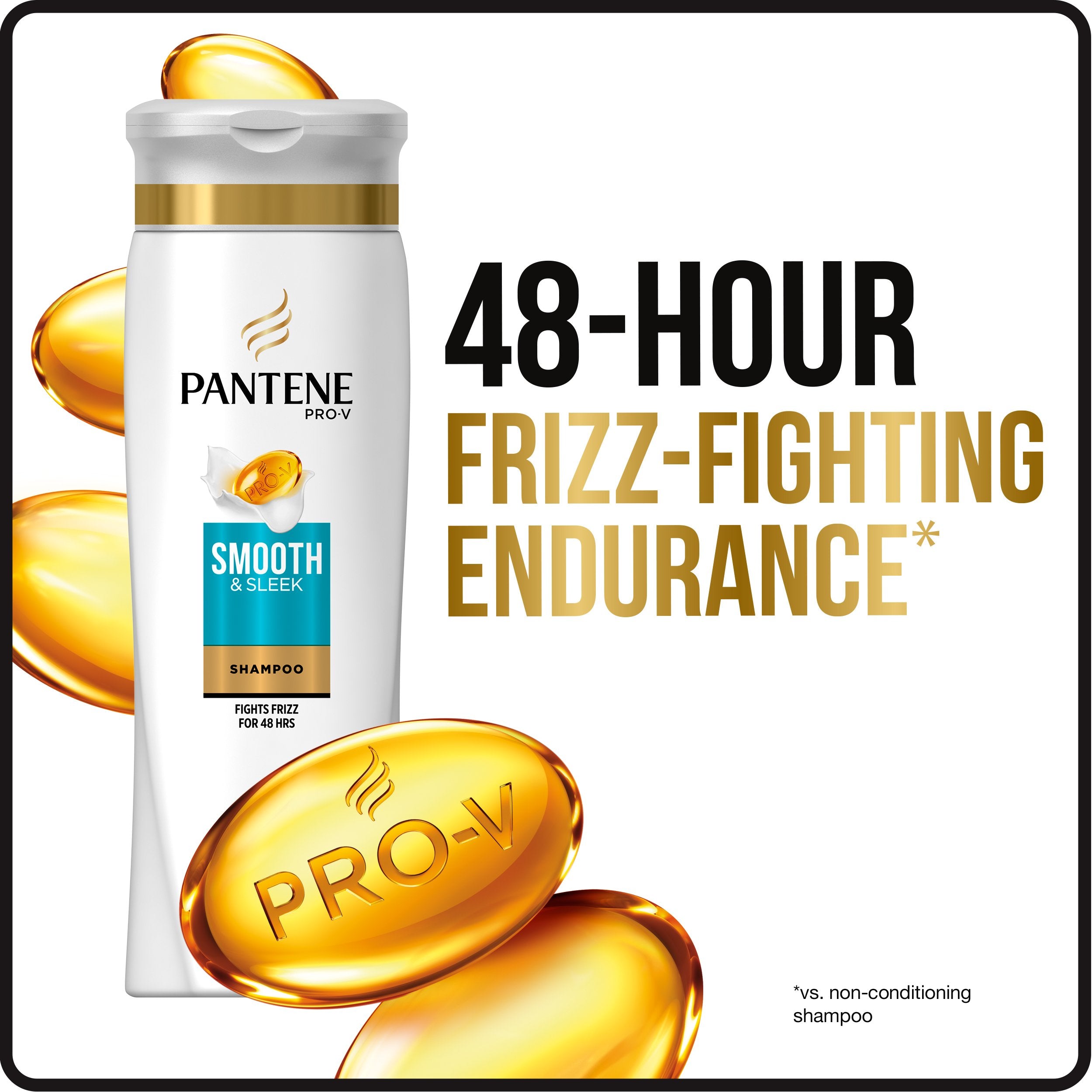 Pantene Pro-V Smooth & Sleek, contrôle de l’humidité pour cheveux plus nets.