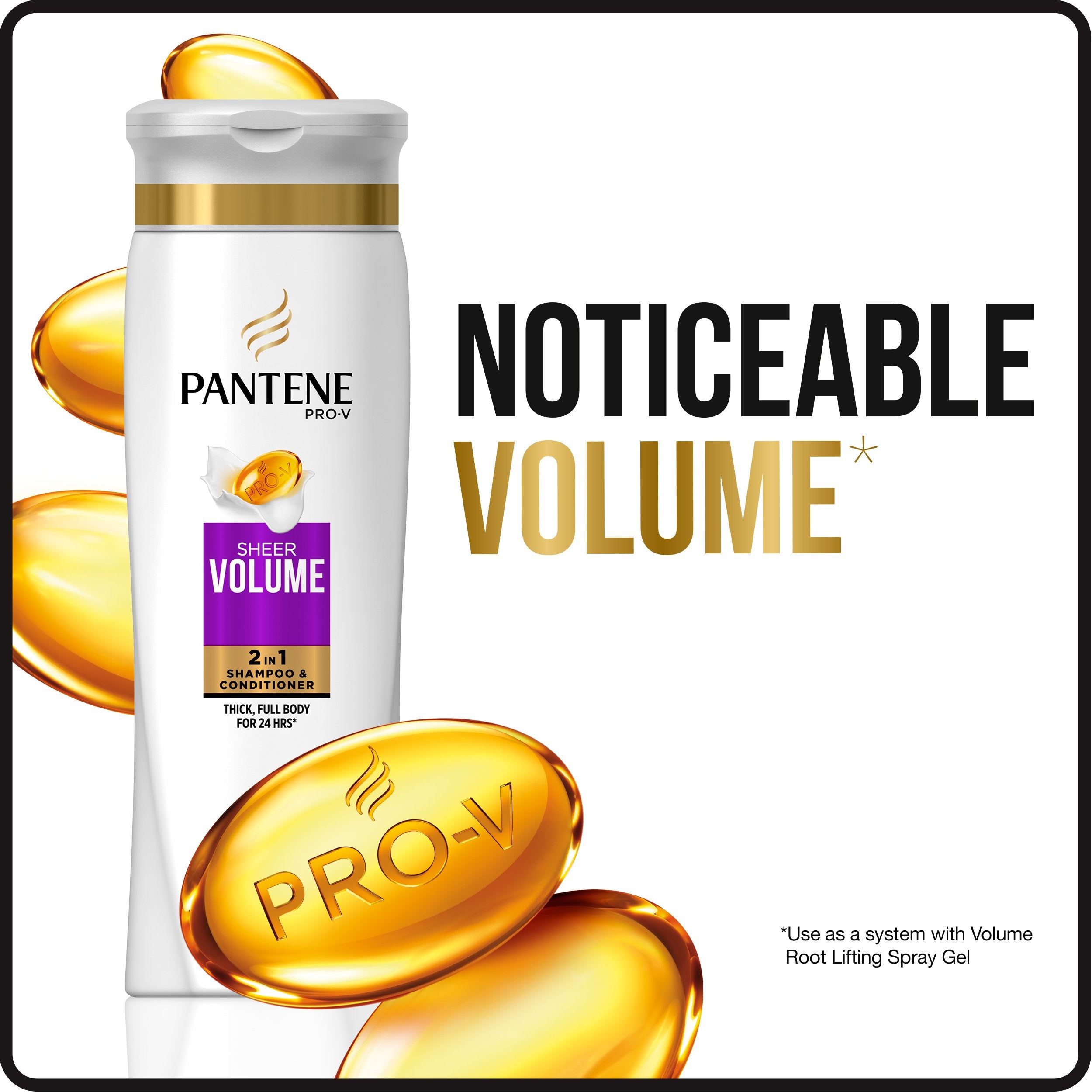 Pantene Pro-V Volume Léger 2-en-1: contrôle de coiffage tout au long de la journée.