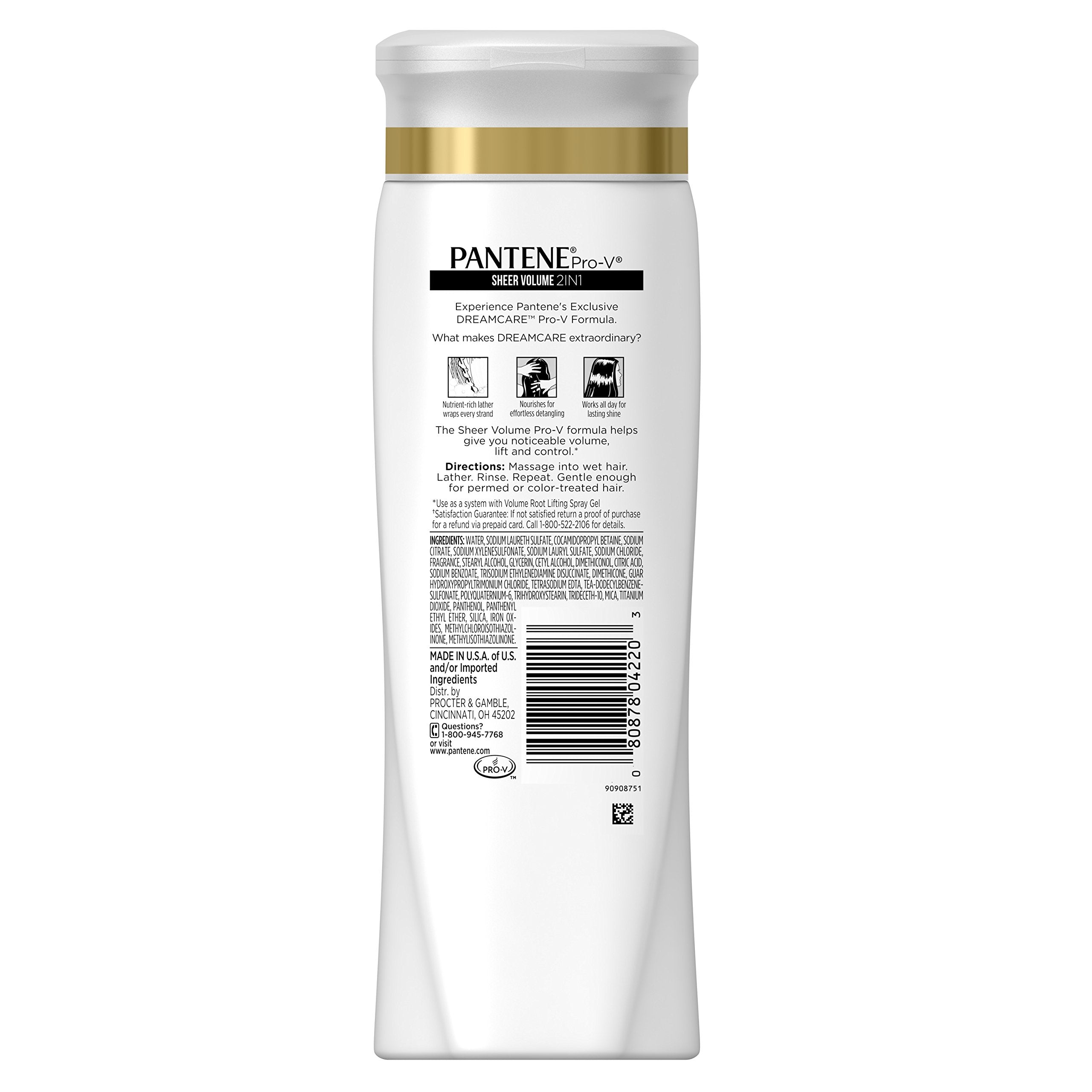 Étiquette Volume léger avec collagène sur le flacon Pantene Pro-V.