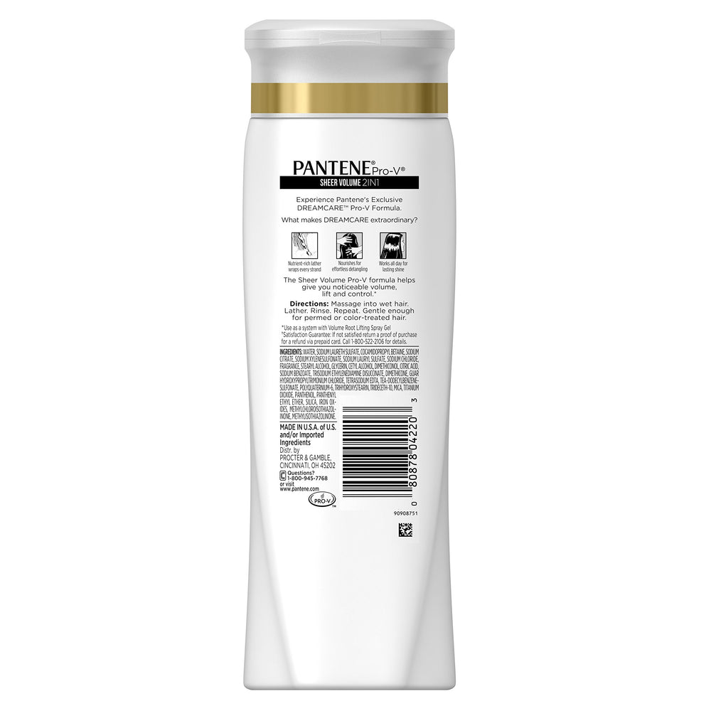 Étiquette Volume léger avec collagène sur le flacon Pantene Pro-V.