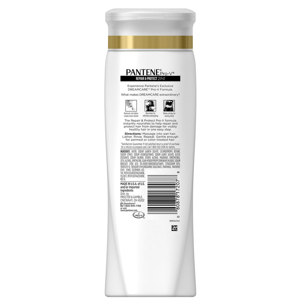 Pantene Repair & Protect 2-en-1: flacon pratique pour usage quotidien.