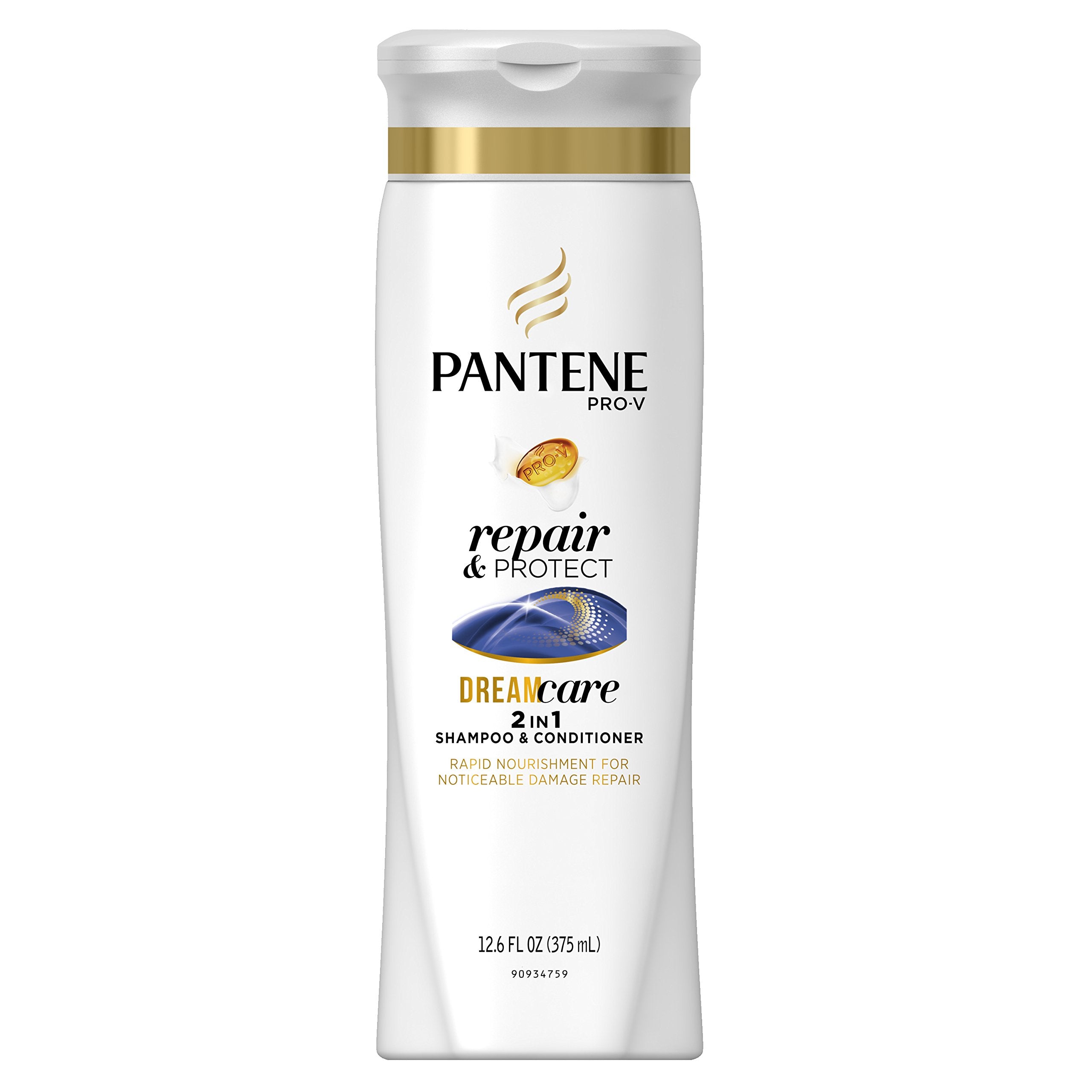 Pantene Repair & Protect avec Keratine: flacon doré pour un soin en profondeur des cheveux.