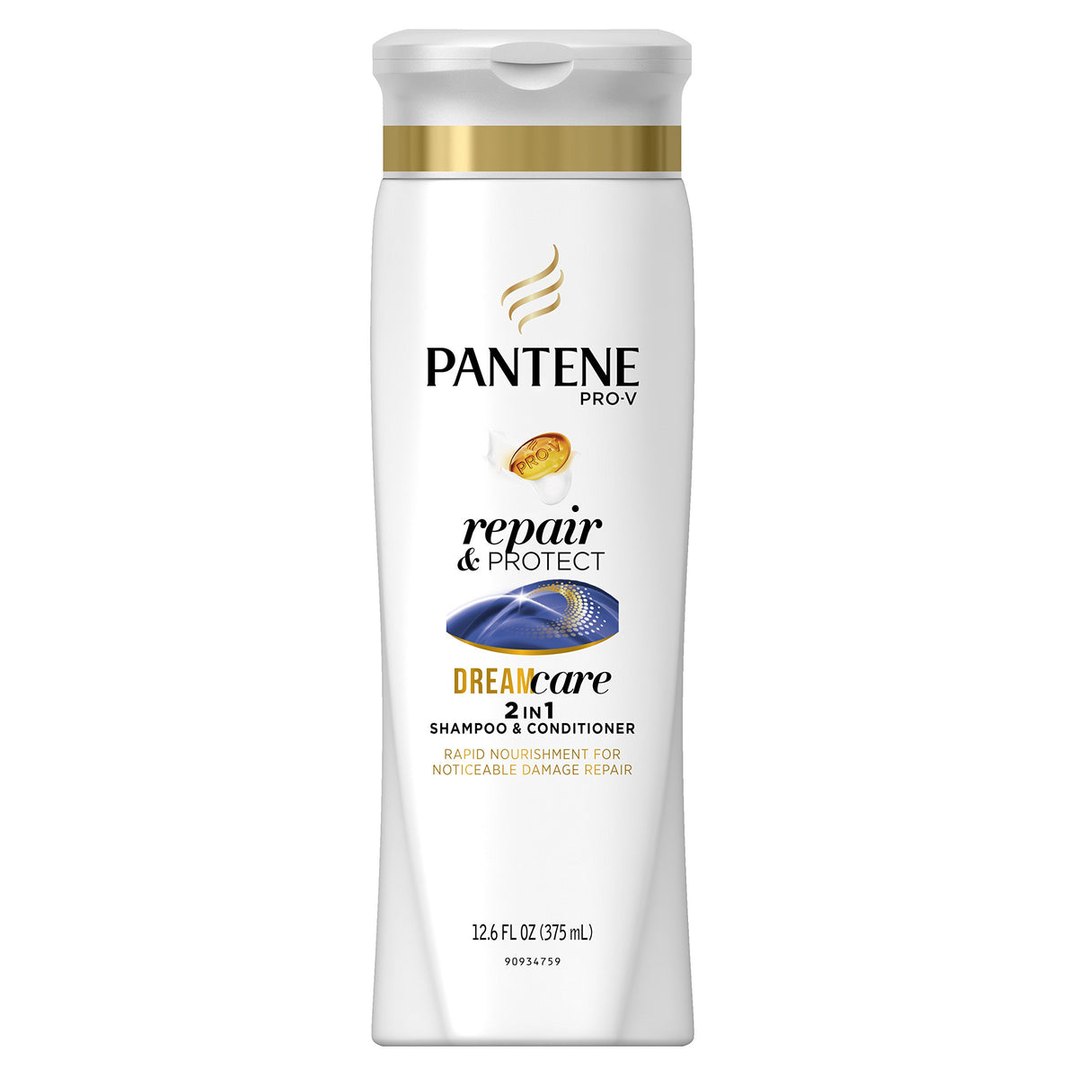 Pantene Repair & Protect avec Keratine: flacon doré pour un soin en profondeur des cheveux.