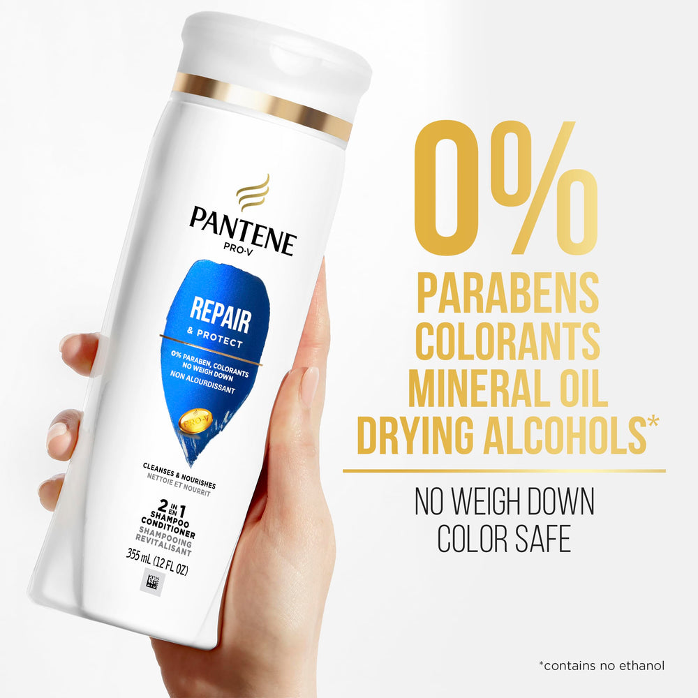 Pantene 2 en 1: nutriments Pro-V pour soutenir la vitalité des cheveux.
