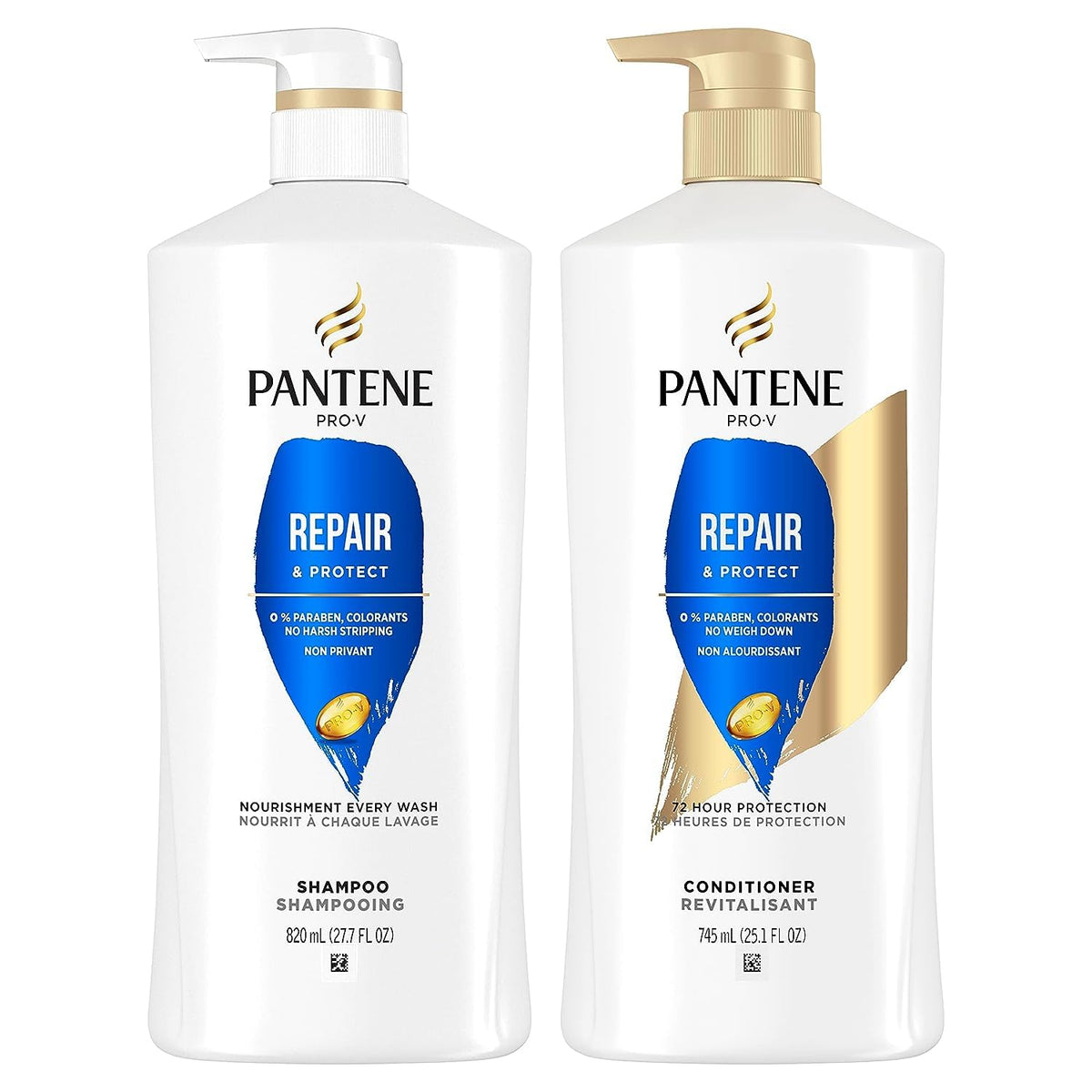 Pantene Repair & Protect Shampoing: flacon lumineux, cheveux plus forts après chaque lavage.