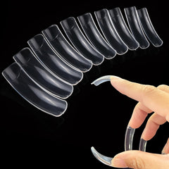 Panthra tips d’ongles courbes longues pour une manucure rapide et naturelle.