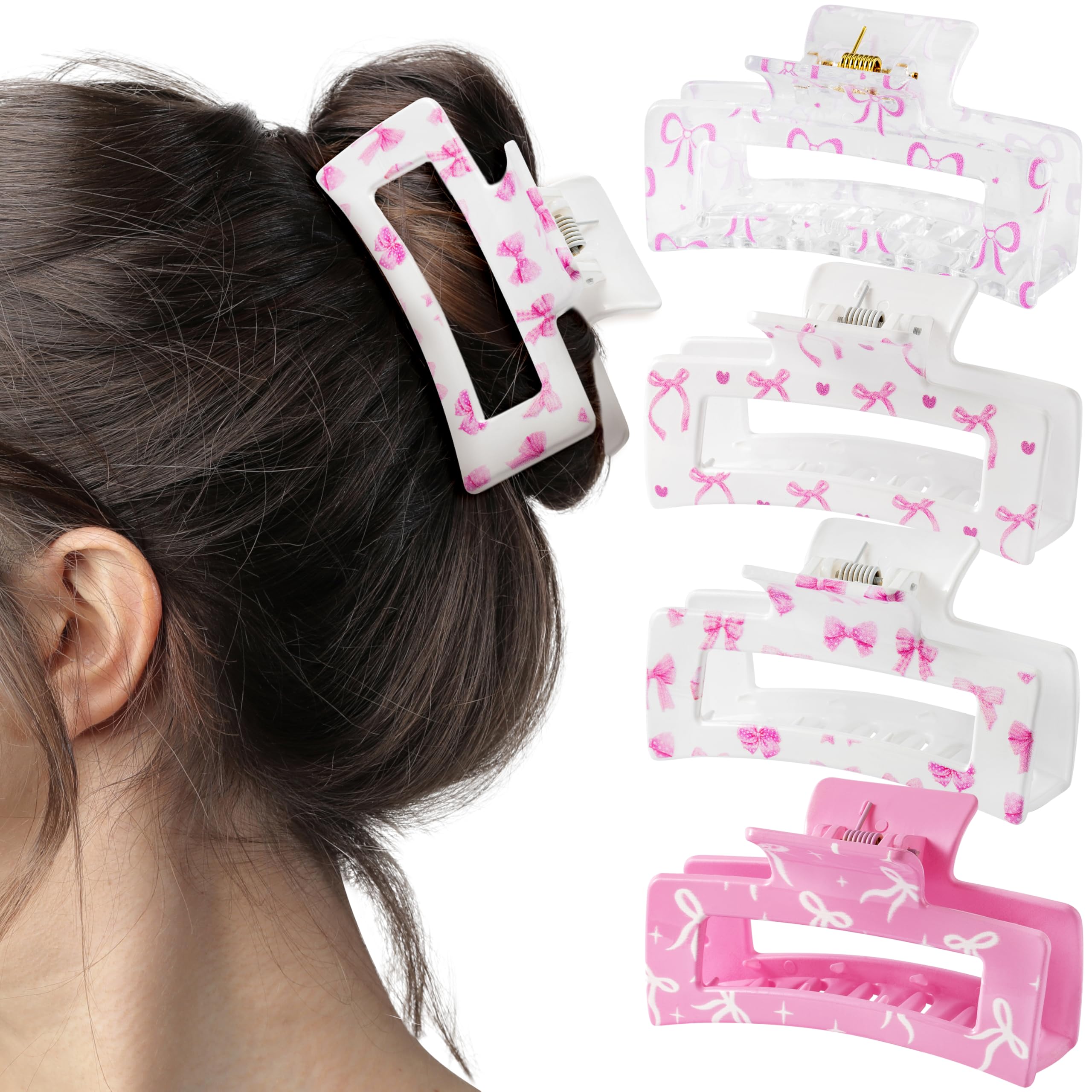 Pantide pinces-banane rectangle coquette rose, maintien fiable au quotidien