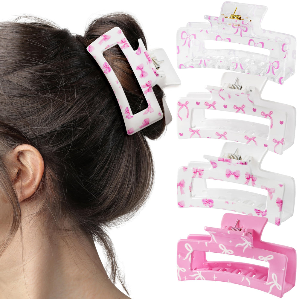 Pantide pinces-banane rectangle coquette rose, maintien fiable au quotidien