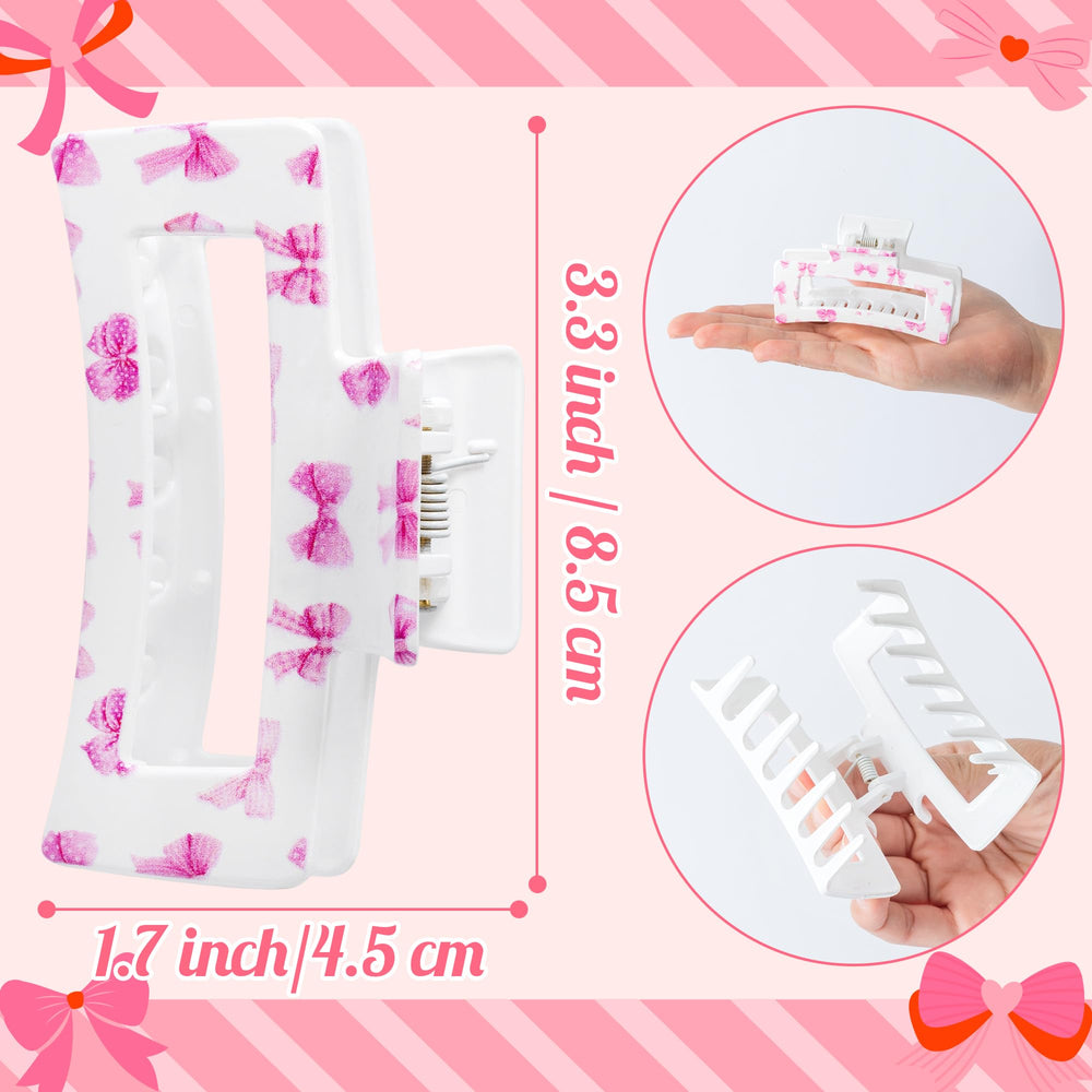 Pantide pinces-banane rectangle coquette rose, parfaites pour cheveux fins