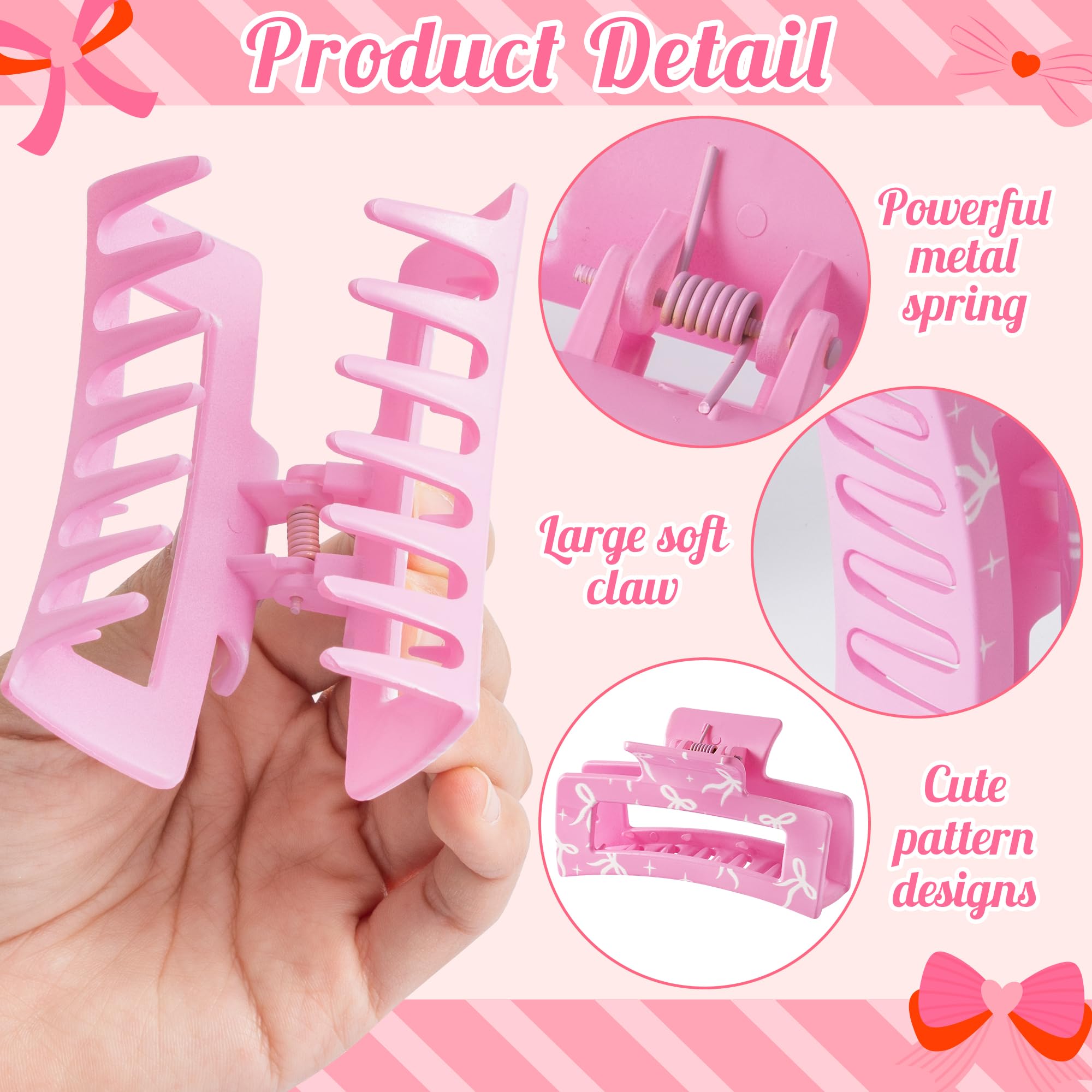 Pantide pinces-banane rectangle coquette rose, design élégant et sûr