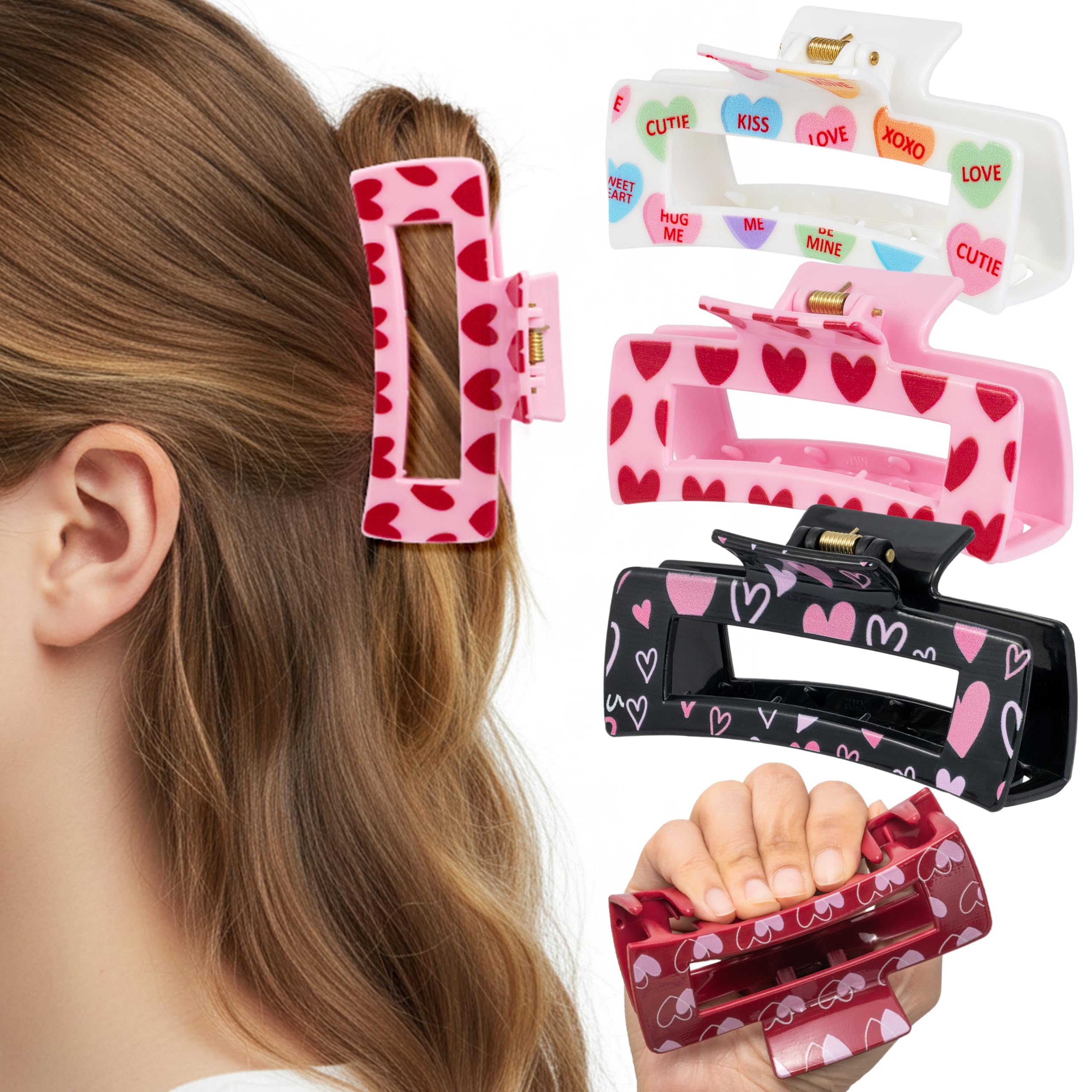 PANTIDE pinces cheveux cœur silicone rose, maintien sûr.