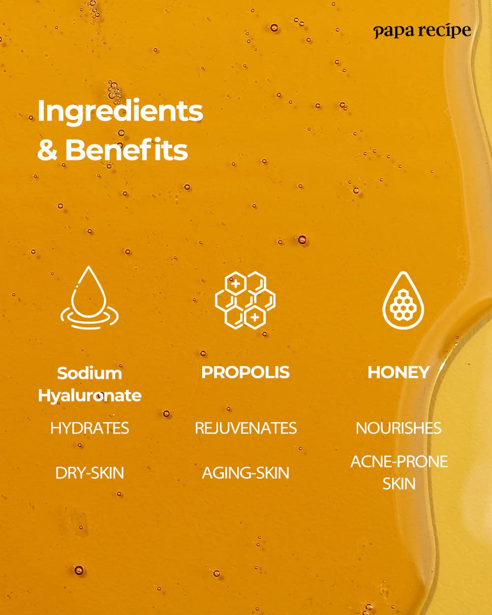 Papa Recipe Bombee Miel: revitalisant, propolis pour peau équilibrée