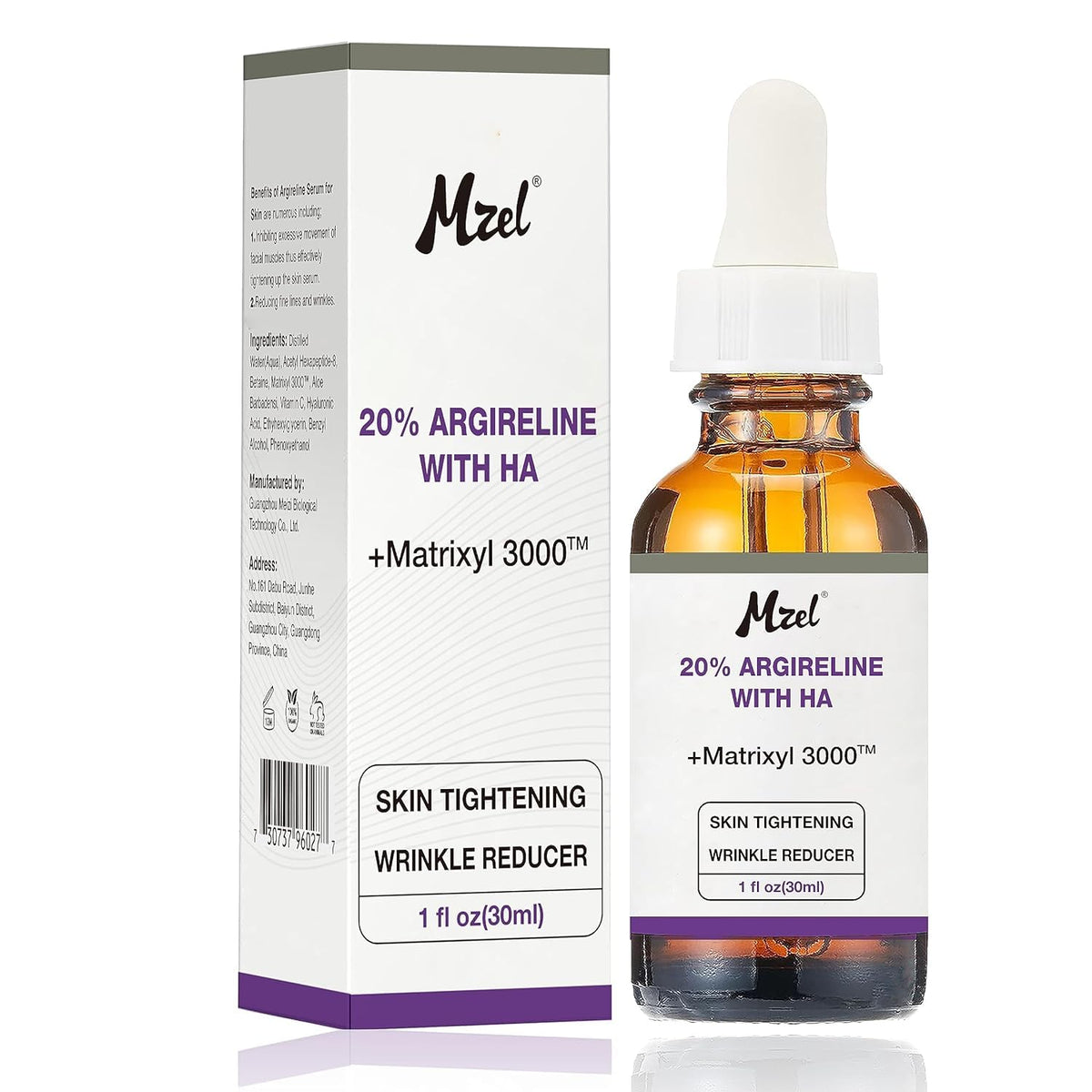Sérum PAPABA argireline et matrixyl en bouteille, soin du visage précis.