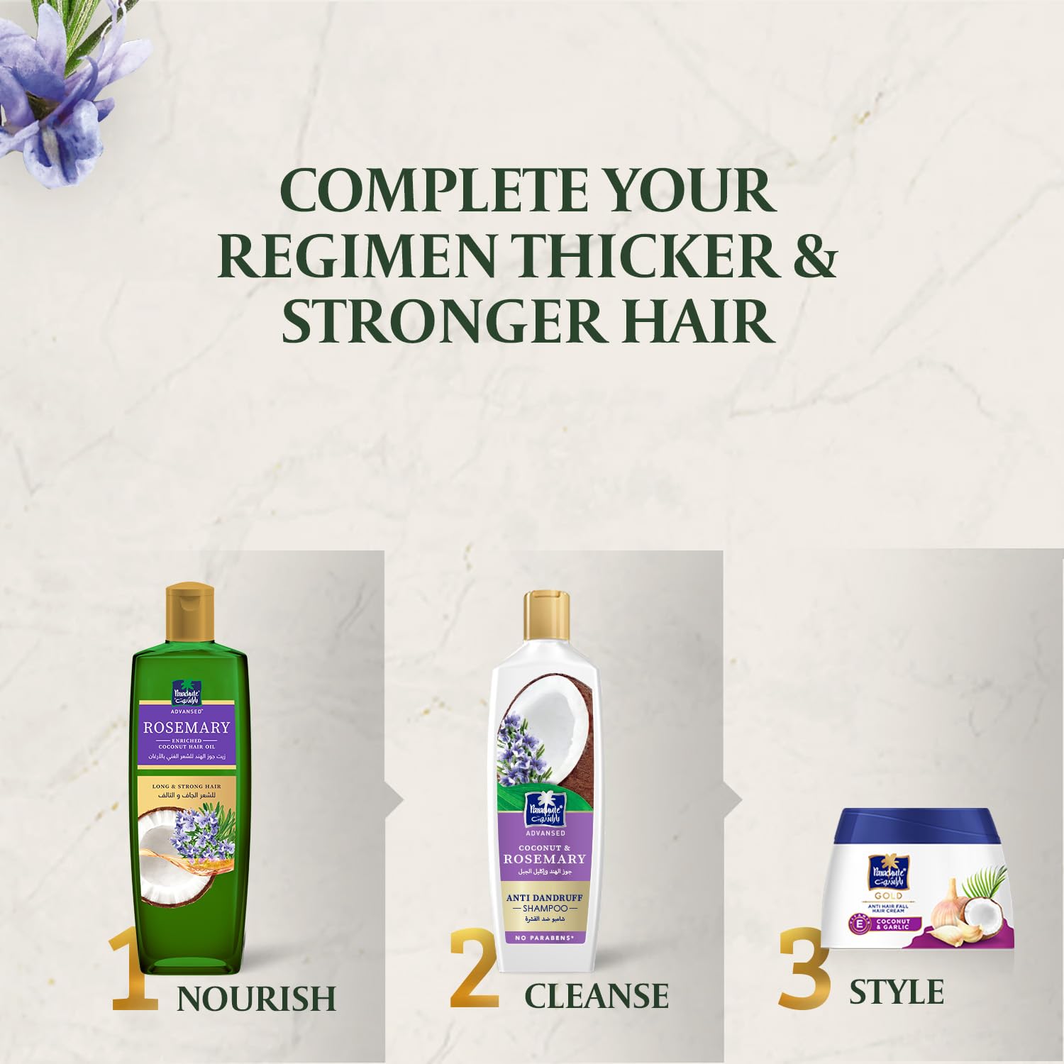 Parachute Advansed arôme romarin coco – parfum subtil lors de l’application.