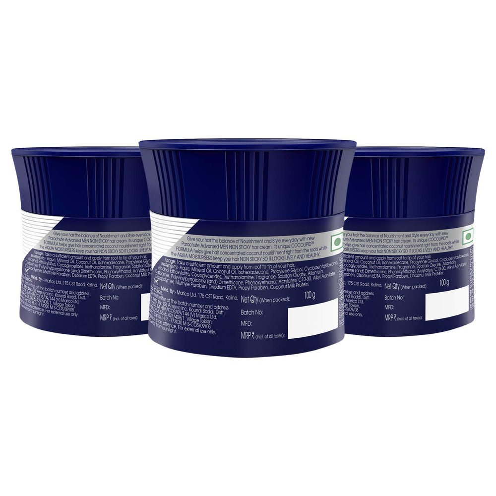 Parachute Advansed Crème cheveux homme non collante: coiffage durable sans résidu gras.