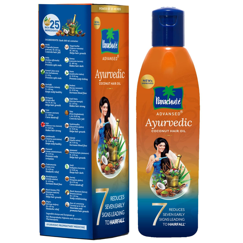 Parachute Advansed Huile Coco Ayruvédique Bouteille-pompe, application facile et nourrissante