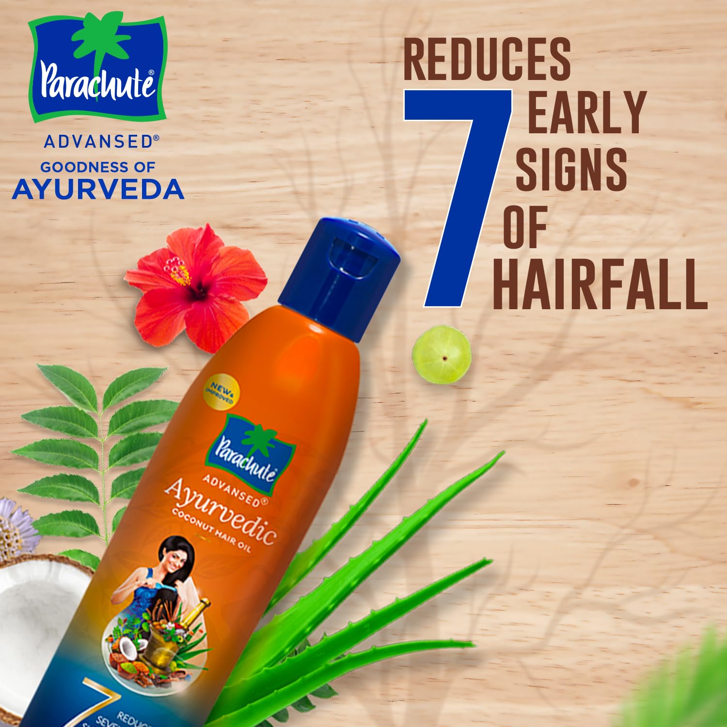 Parachute Advansed Huile Coco Ayruvédique Flax Seed, traitement quotidien renforçant les cheveux
