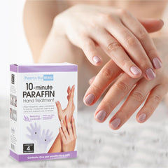Paraffin Wax Works gants hygieniques sans desordre, prêts pour quatre traitements.