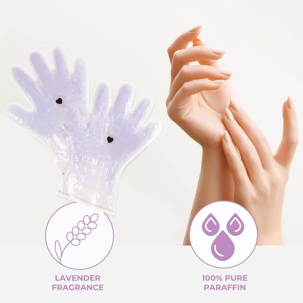 Paraffin Wax Works gants contiennent paraffine pure, glycérine, jojoba et lavande.