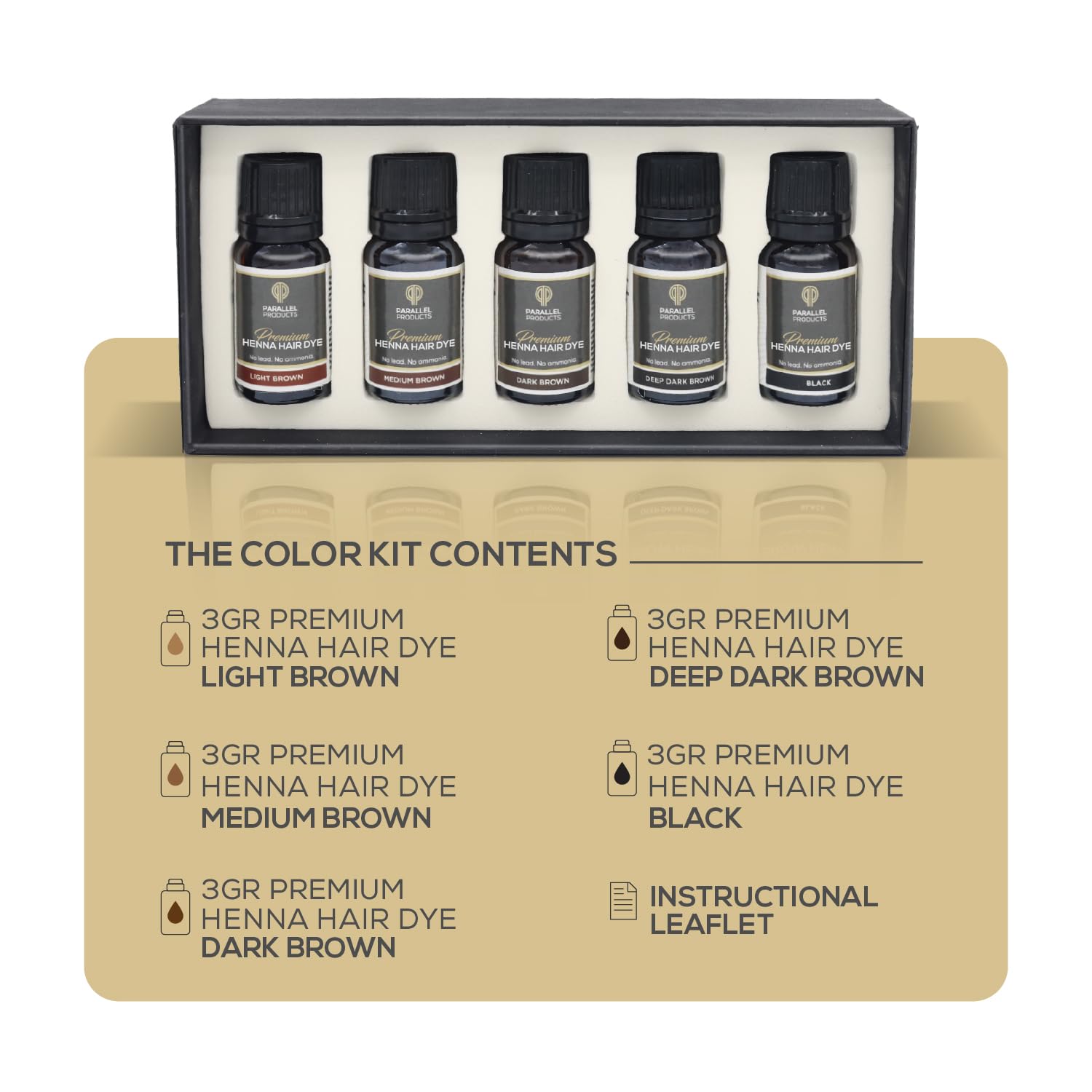 PARALLEL PRODUCTS Henna Color Kit brun clair pour un rendu naturel des sourcils