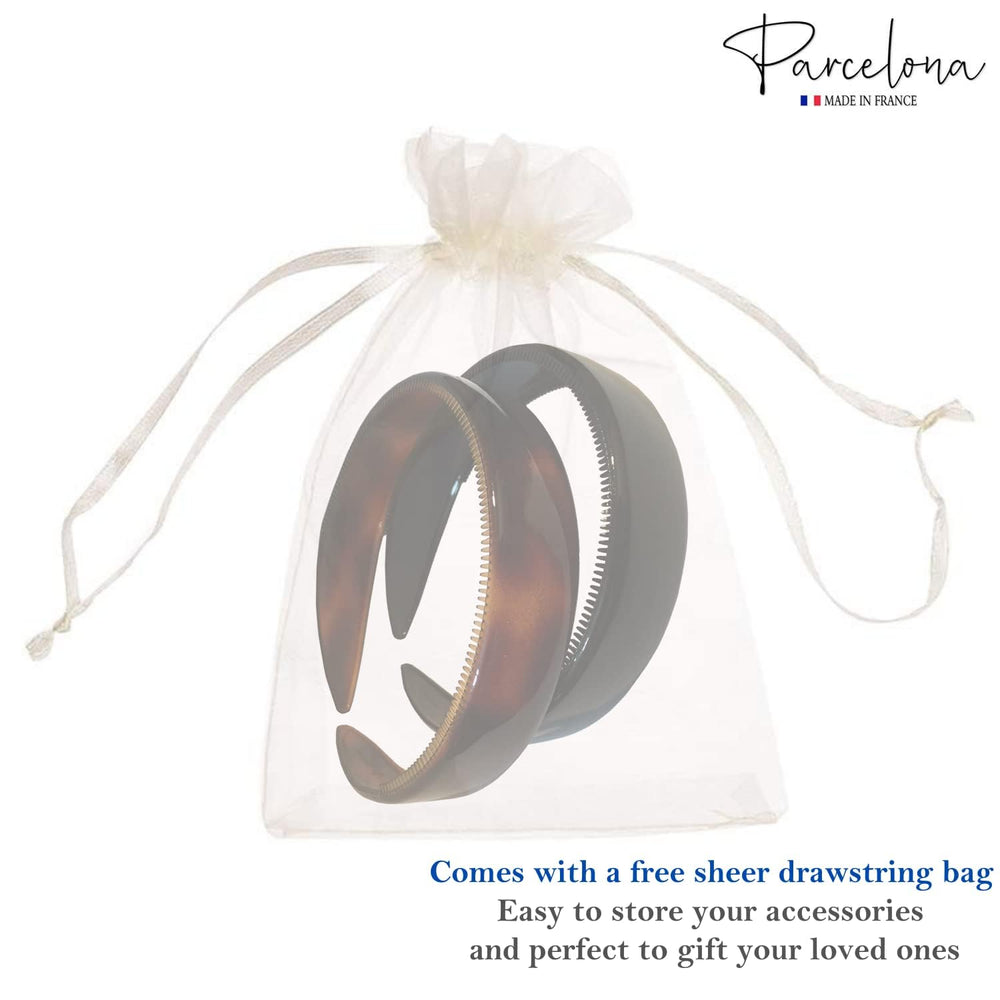 Parcelona bandeau finition luxueuse en celluloïde, style élégant.