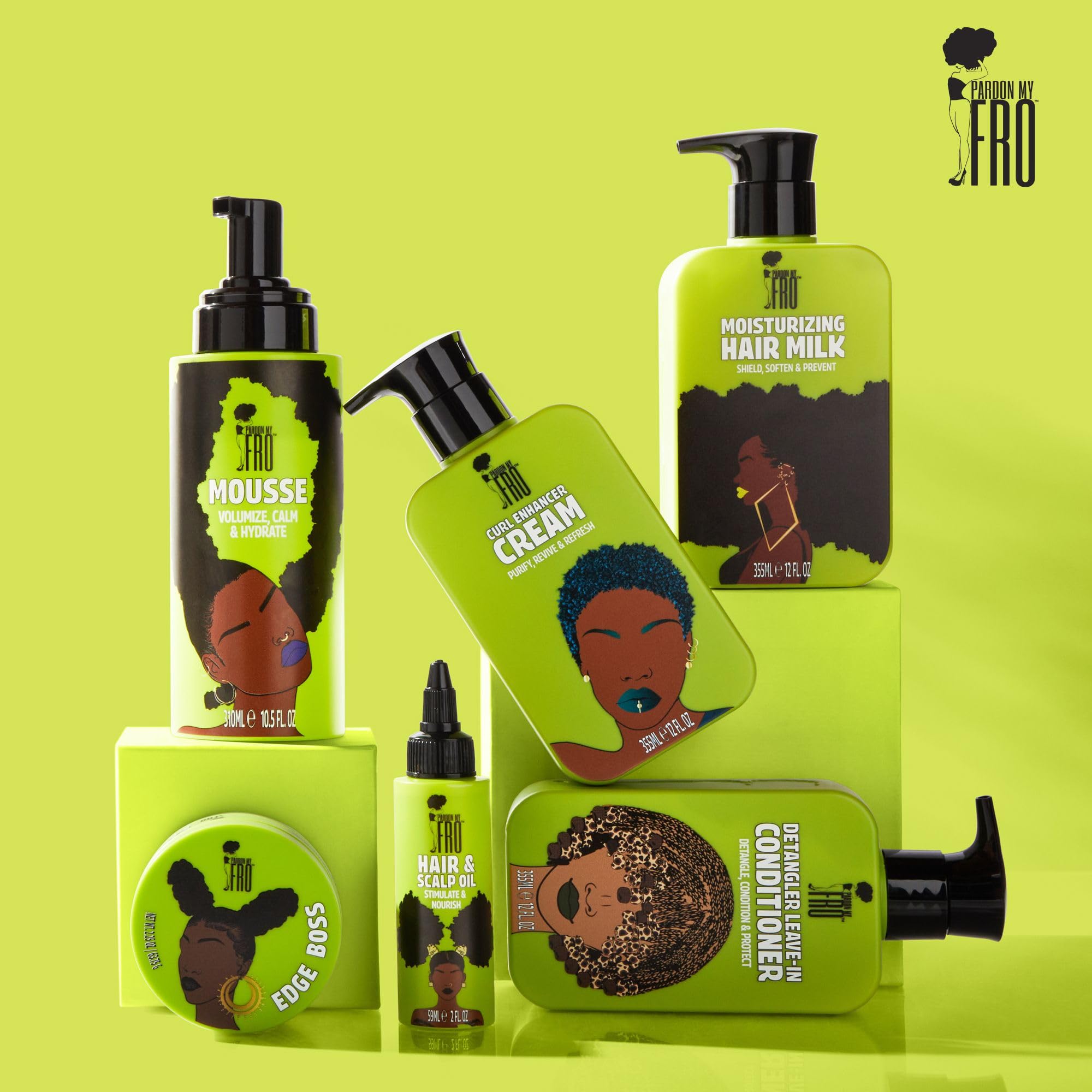 Pardon My Fro Utilisation quotidienne sur cheveux humides pour définir les boucles.