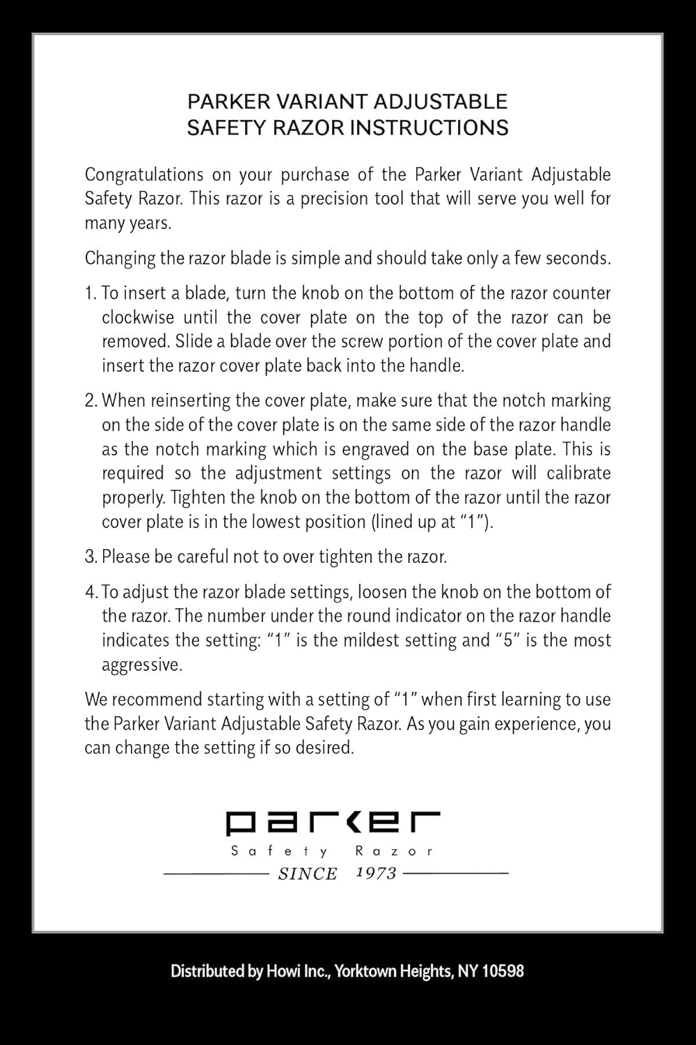 Parker Safety Razor : confort d'utilisation au quotidien grâce au poids équilibré