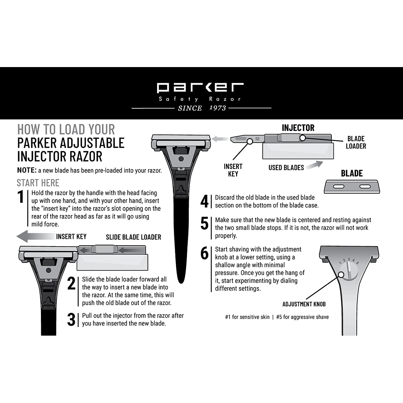 Parker Rasoir: Chargement des lames simplifié pour voyage rapide.