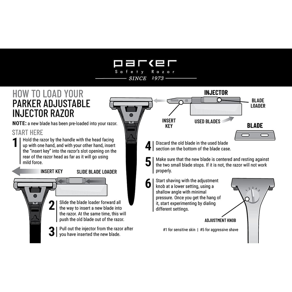 Parker Rasoir: Chargement des lames simplifié pour voyage rapide.