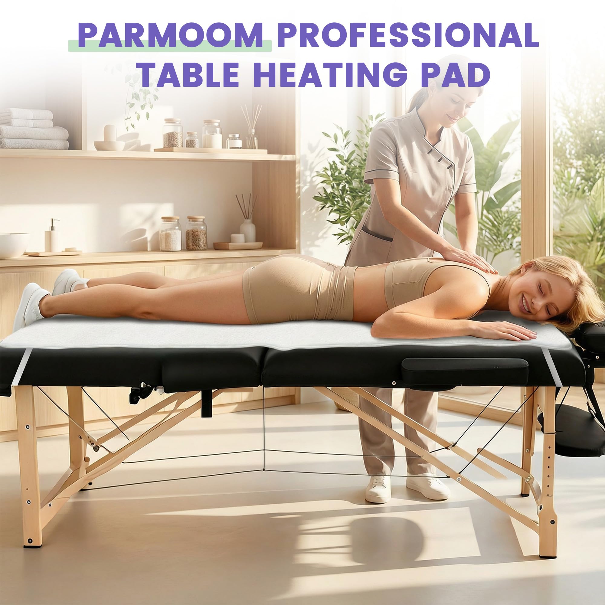 PARMOOM Chauffe-table Massage – design léger et portable pour les déplacements.