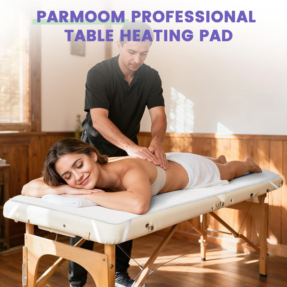 PARMOOM Chauffe-table Massage – dimensions 30x71 pouces adaptées à la plupart des tables.