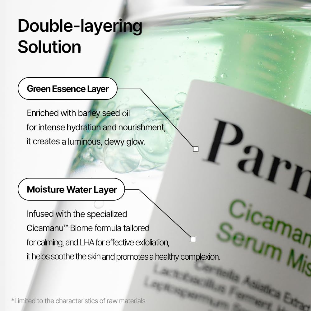 Parnell Cicamanu Serum Mist — flacon portable, idéal pour retouches en déplacement.