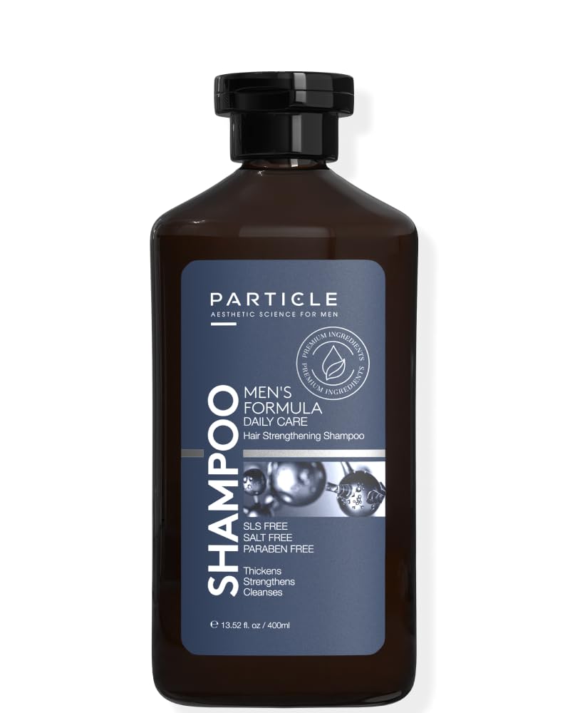 Particle Shampoing pour homme: la bouteille prête à revitaliser la routine capillaire.