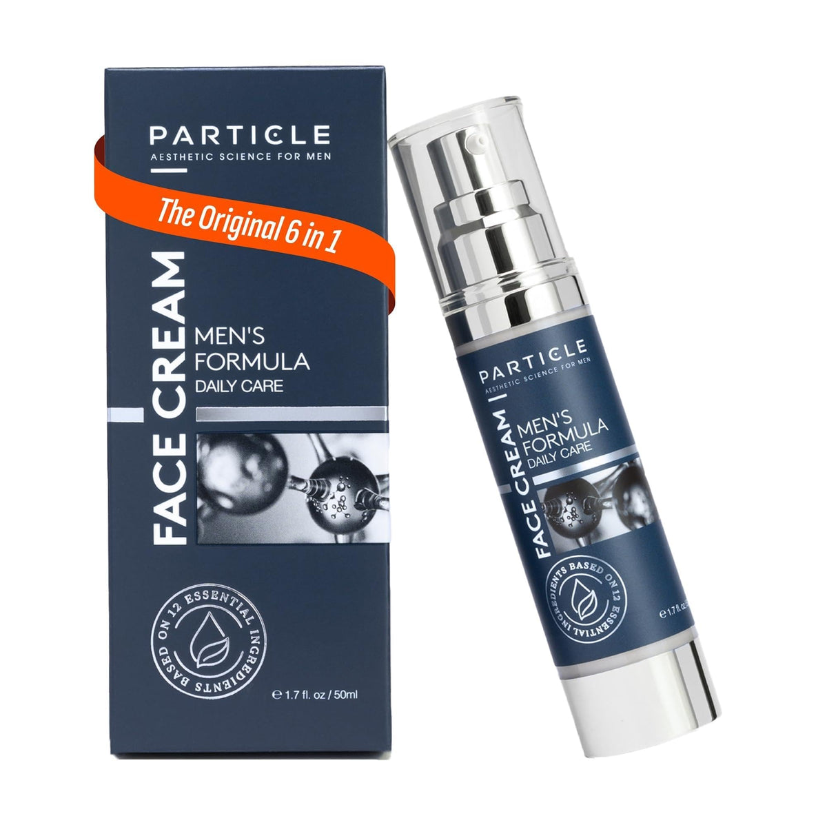 Particle Crème Visage Homme dans sa bouteille de 50 ml, hydratation efficace au quotidien.