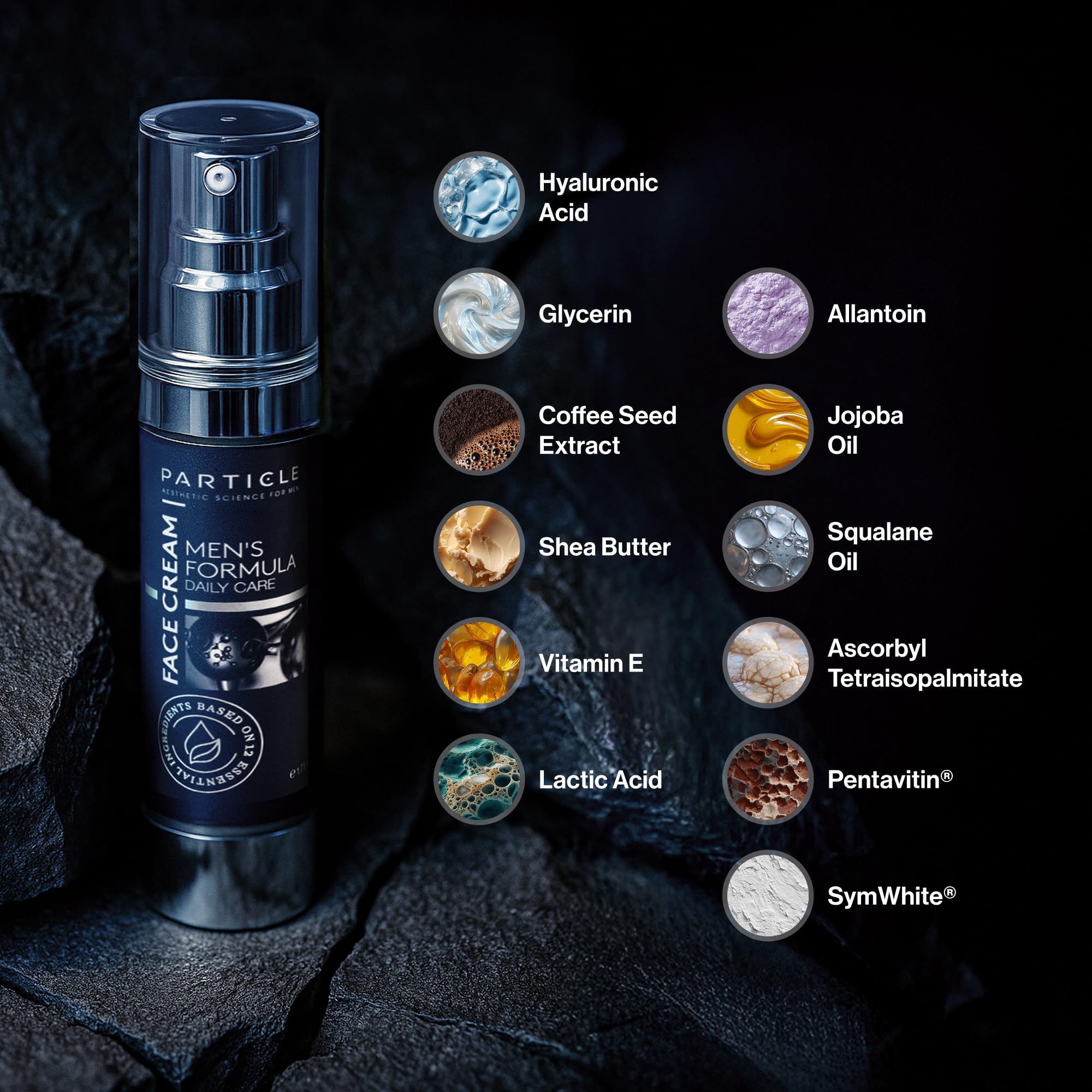 Particle Crème Visage Homme texture neutre prête à être superposée avec d’autres soins.