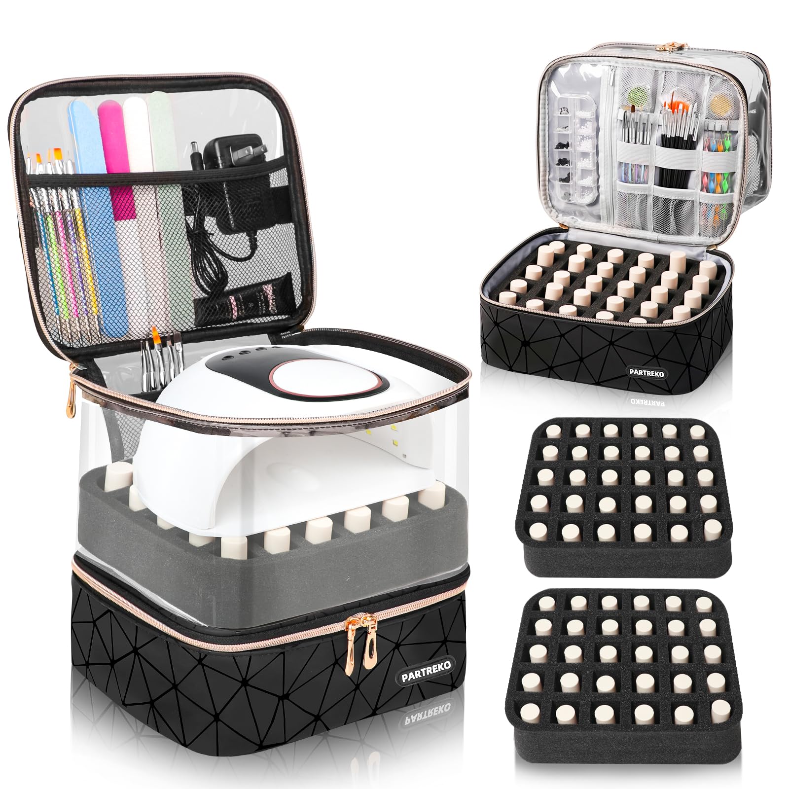 Partreko étui de rangement vernis 60 bouteilles pour manicure pratique.