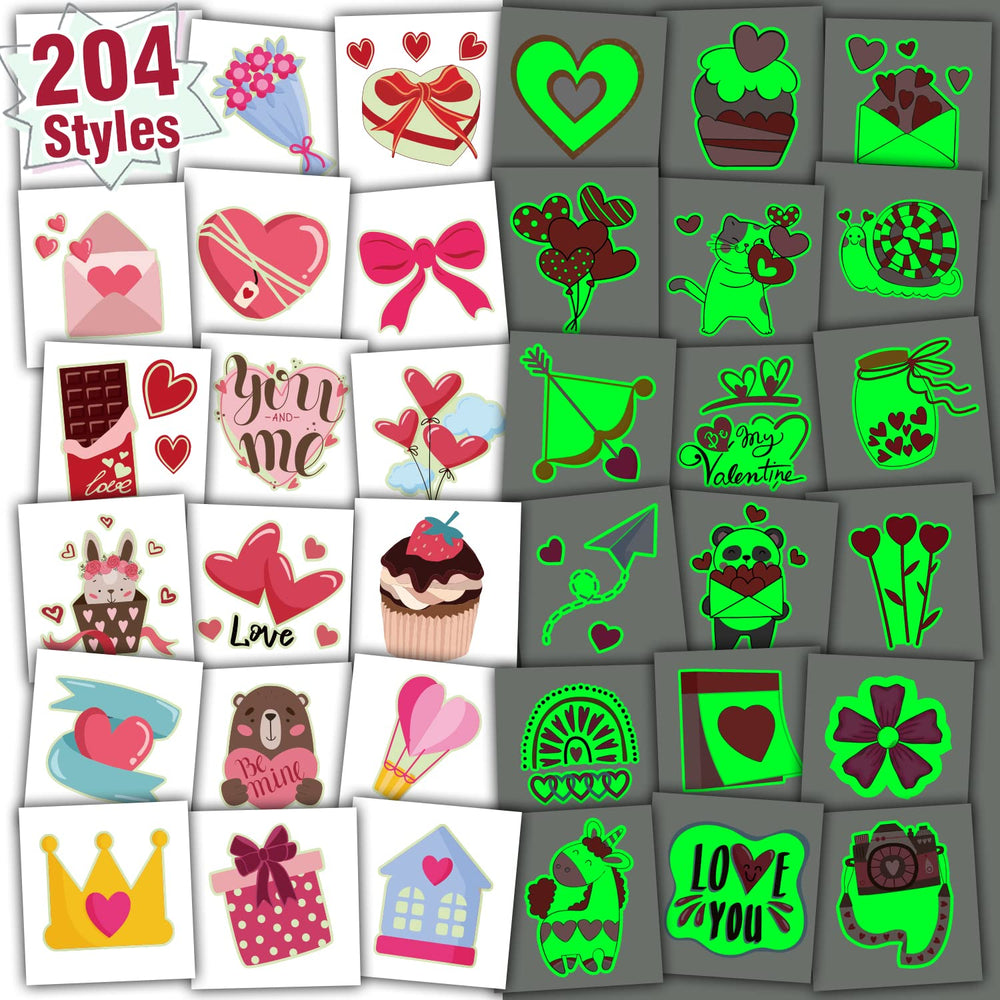 Partywind tatouages coeurs lumineux pour fête d'enfants, faciles à appliquer et visibles.