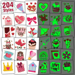 Partywind tatouages coeurs lumineux pour fête d'enfants, faciles à appliquer et visibles.