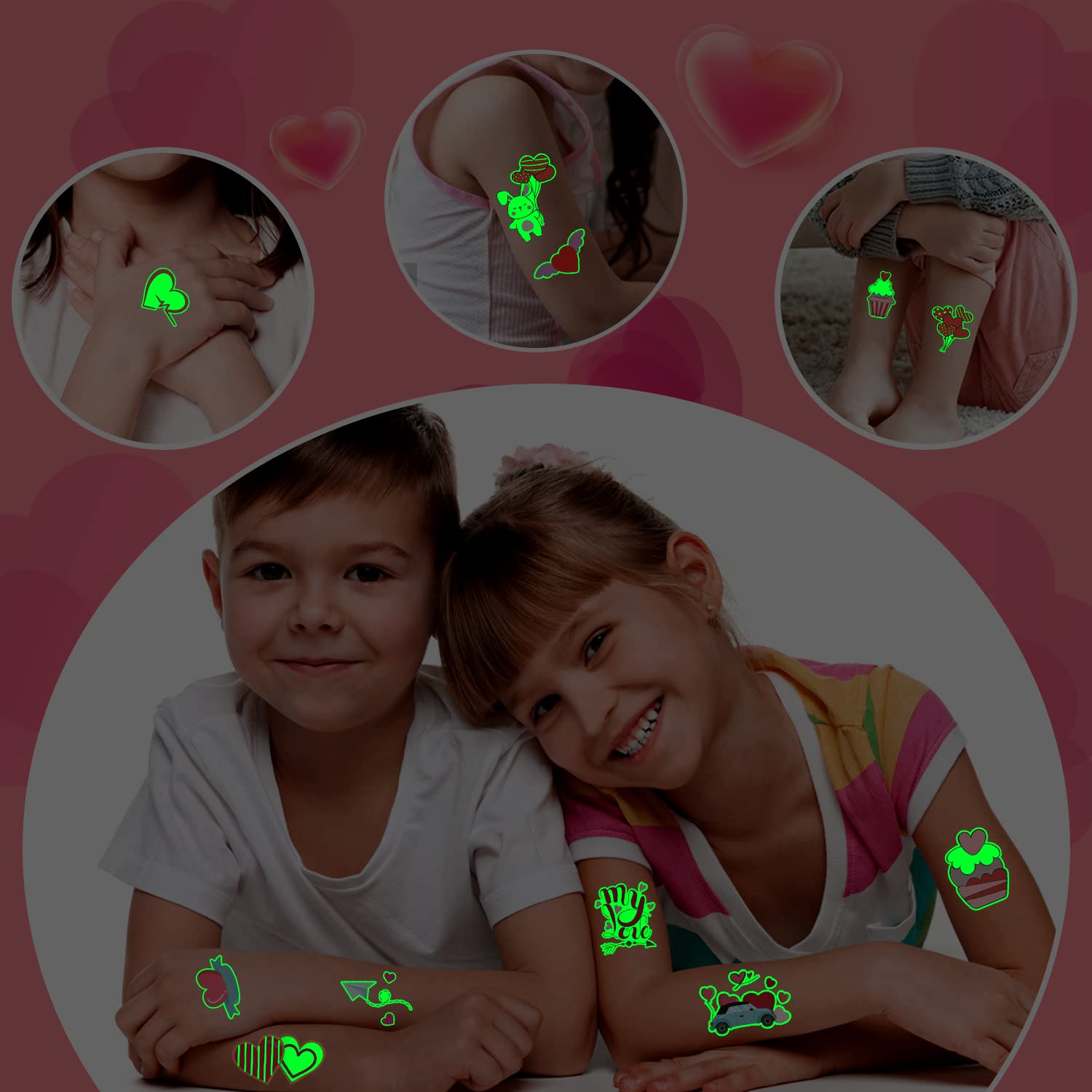 Partywind tatouages motifs variés lumineux, distribution facile lors d’événements scolaires.