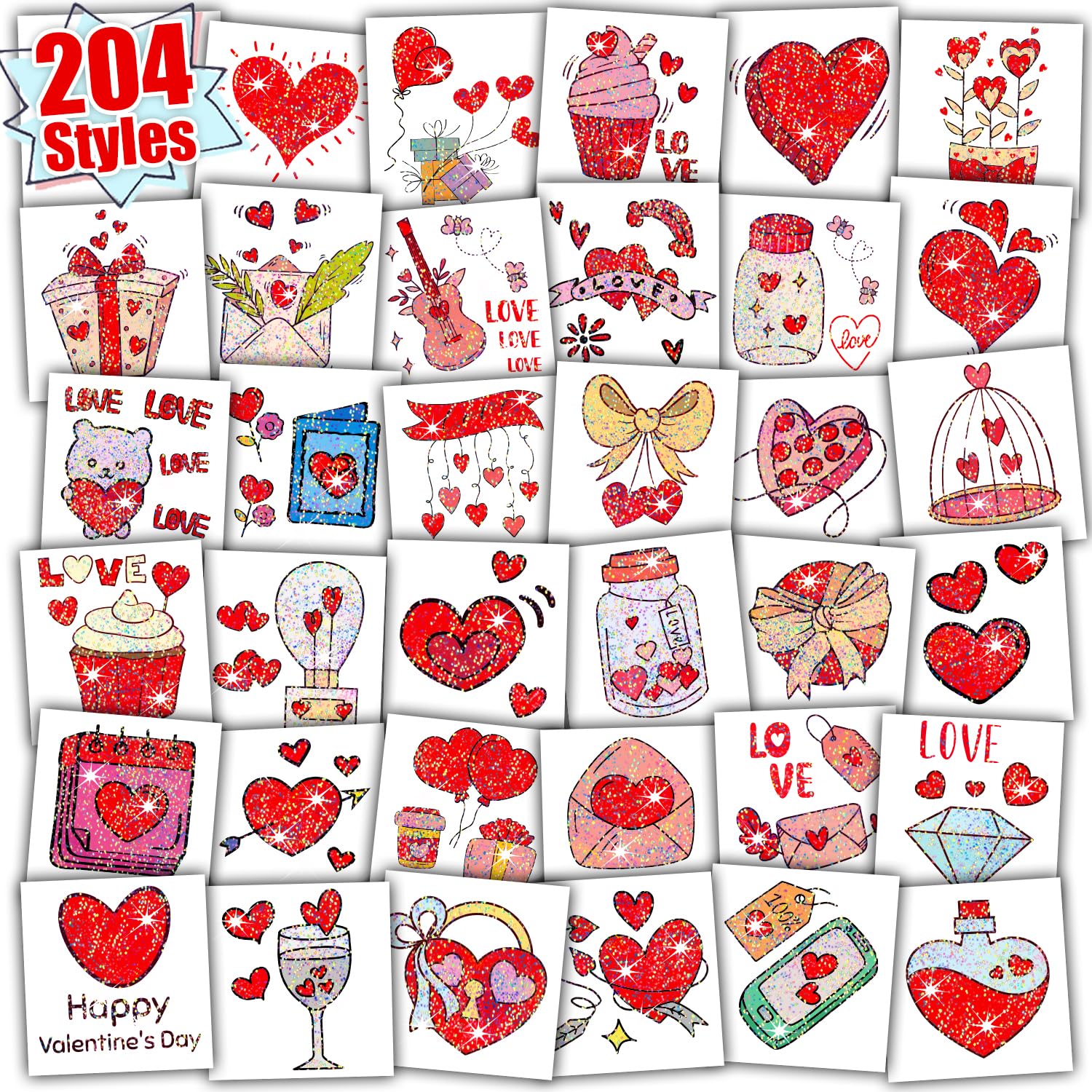 PARTYWIND Coeur glitter: tatouage éphémère idéal pour les fêtes d'enfants.