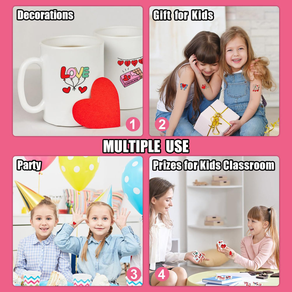 Tatouages Partywind pour enfants - amour, motif cœur pour Saint-Valentin