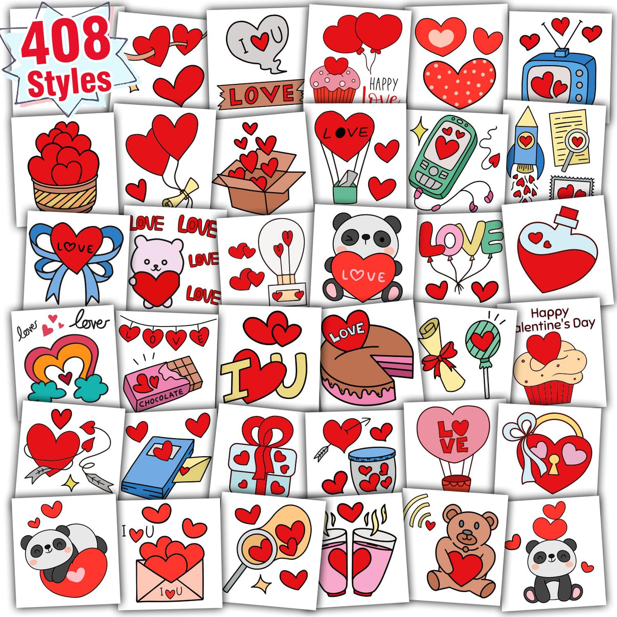 Tatouages Partywind pour enfants - cœur rouge, parfait pour fête et échanges