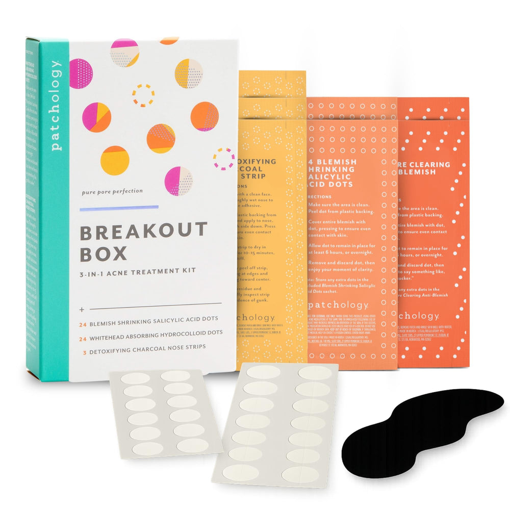Patchology Breakout Box - bandes charbon nez, action visible sur les pores