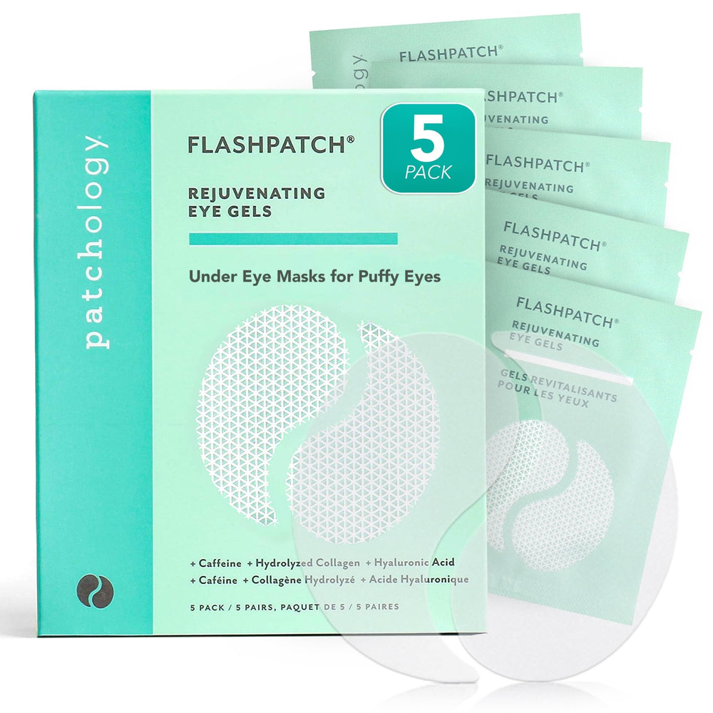 Patchology patches gel sous-yeux caféine, pour un regard plus frais après vol.