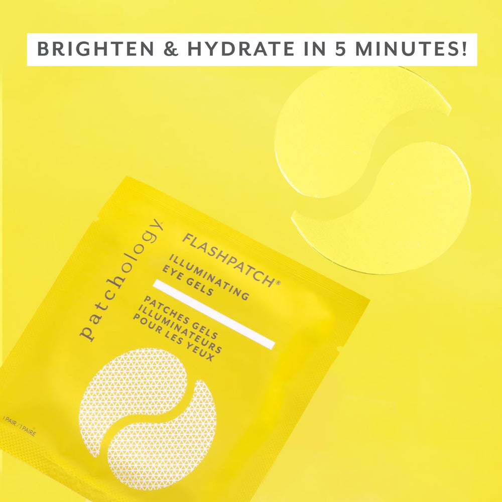 Patchology patches hydrogel pour les yeux appliqués sur la peau.