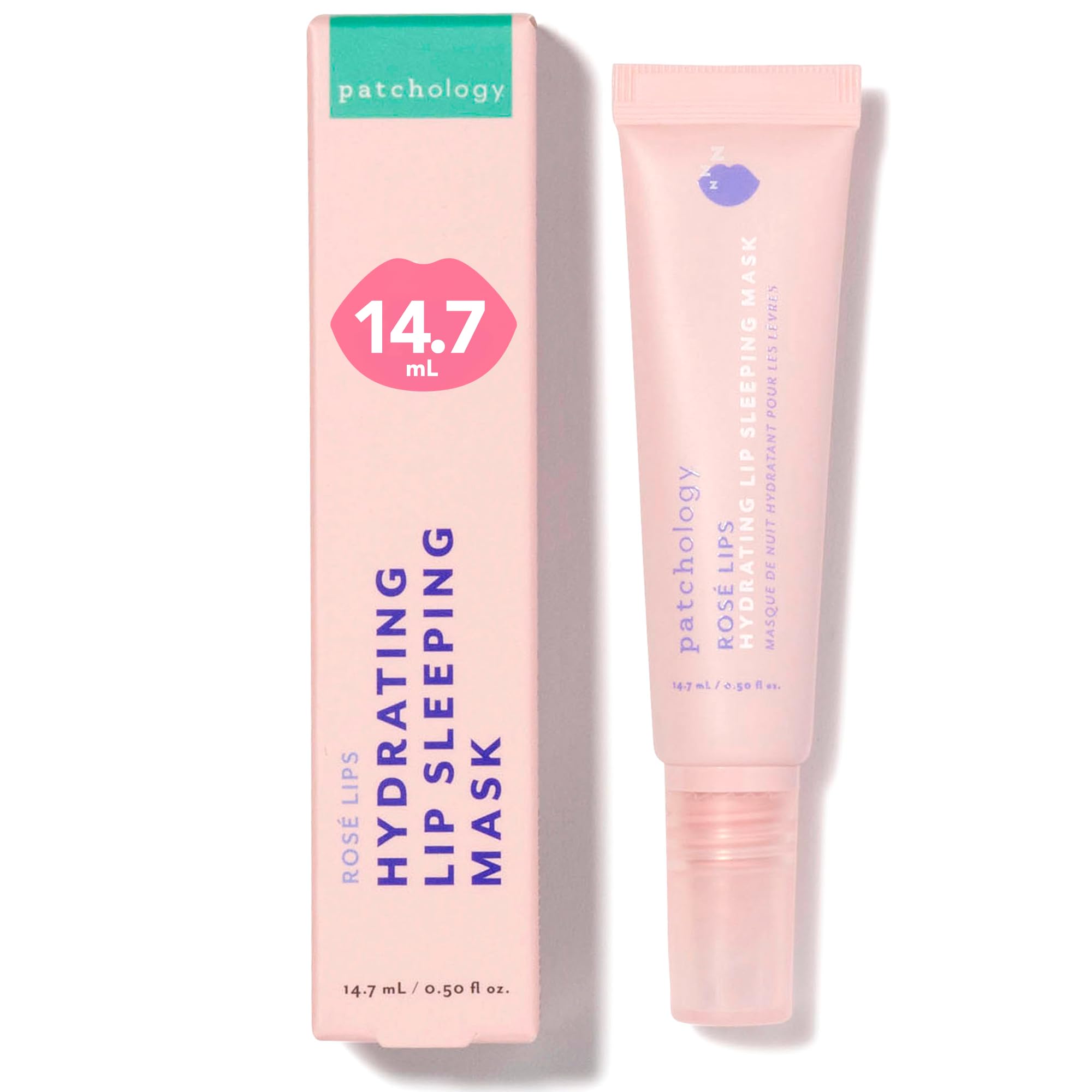 Patchology Rosé Masque Lèvres Nuit – Bouteille, hydratation nocturne pour lèvres douces.
