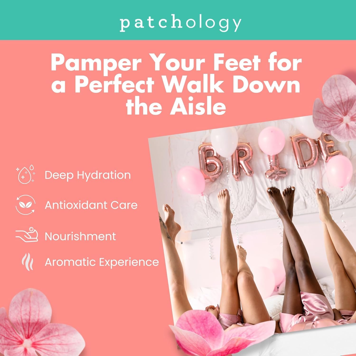 Patchology Rosé Toes soin rapide en 10 minutes pour pieds doux.