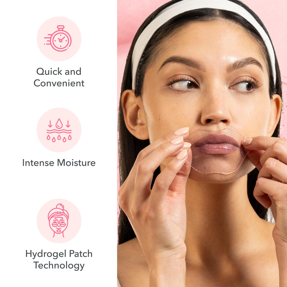 Patchology Serve Chilled Rosé Gel Lip Mask, contient acide hyaluronique et résveratrol pour l'hydratation.