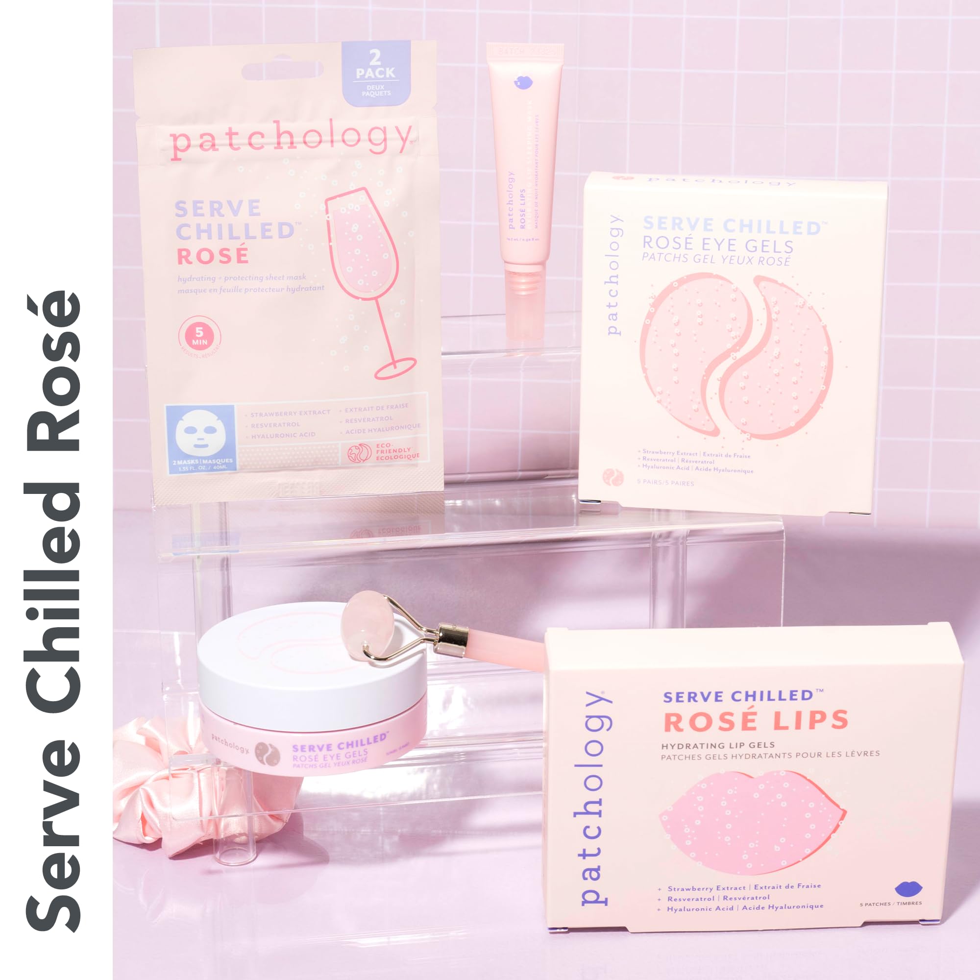 Patchology Serve Chilled Rosé Gel Lip Mask, lèvres douces et nourries après usage.
